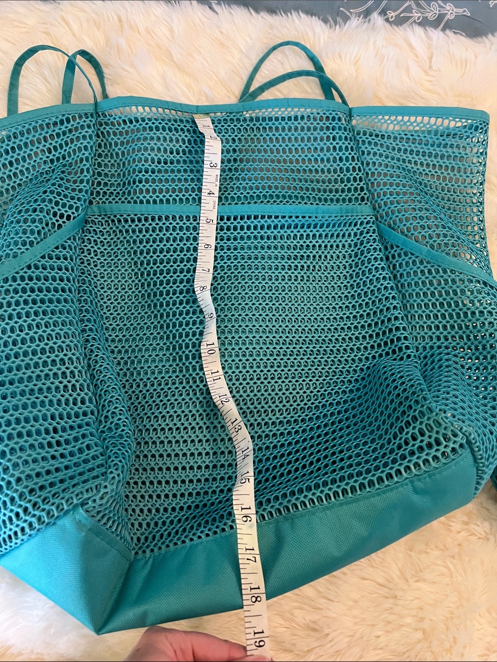 Teal Mesh beach Tote Bag - Picture 6 of 8